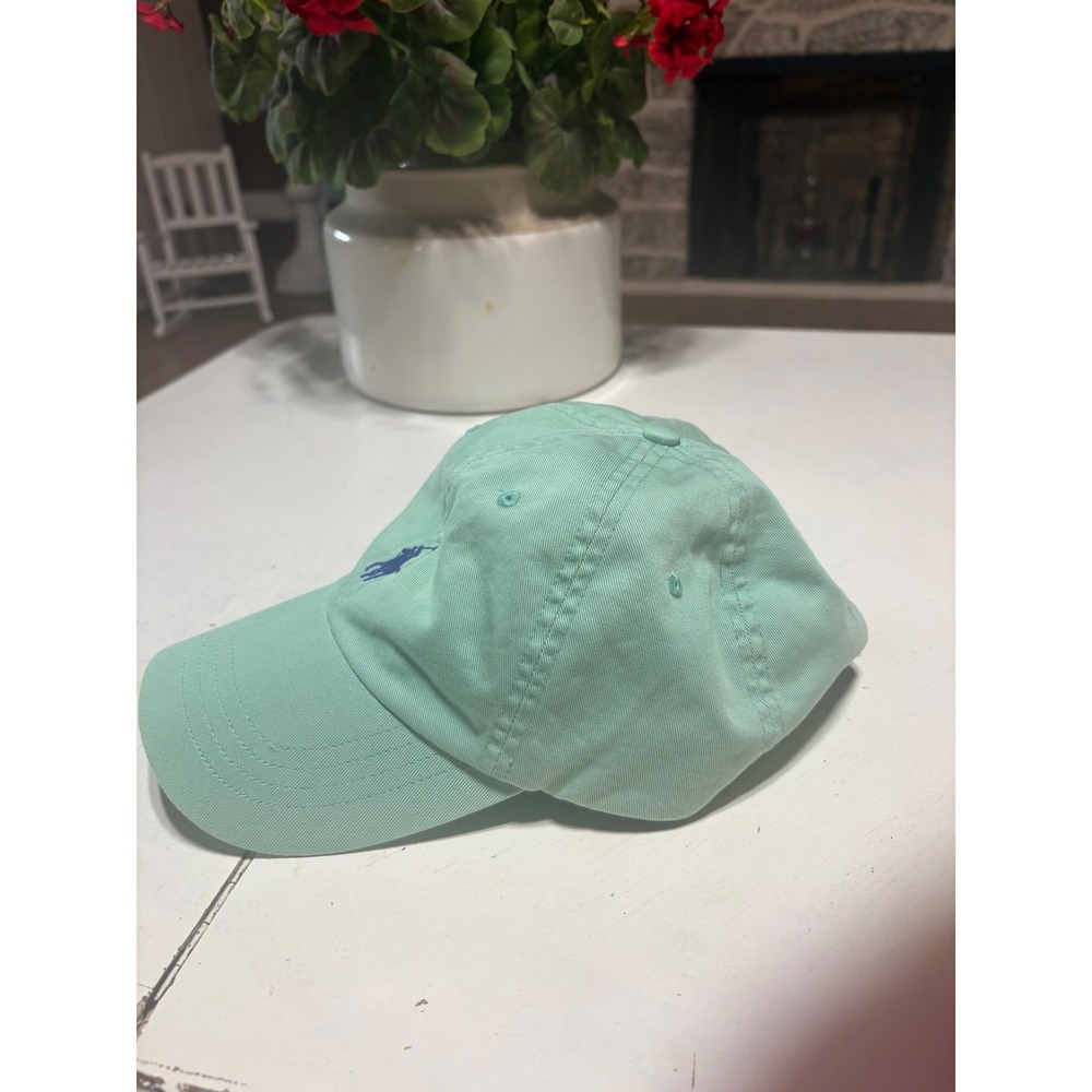 Polo Ralph Lauren Mint Green Baseball Cap Navy Pony Logo Adjustable Hat - Picture 2 of 7